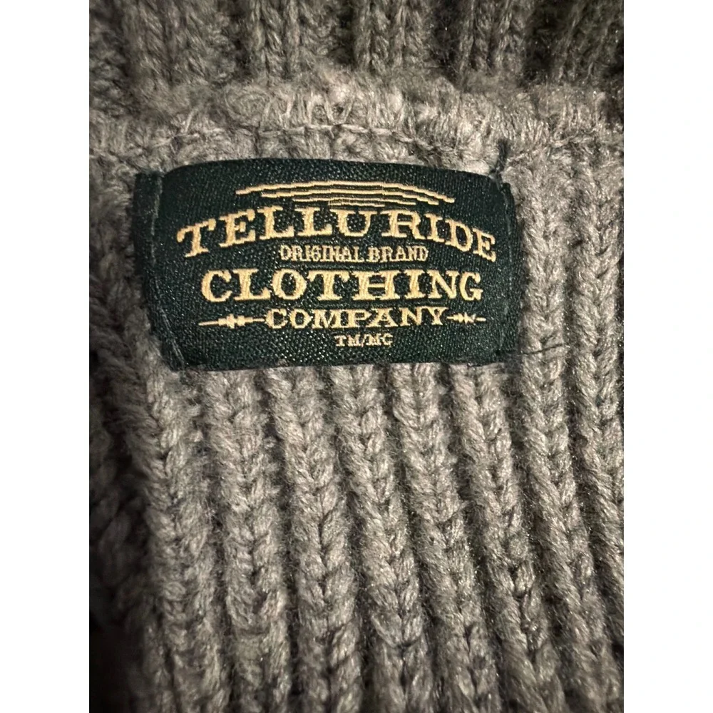 Telluride Clothing Co Gray Fair Isle Fleece Lined Dog Sweater Large Shawl Collar